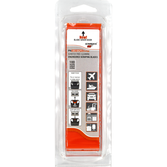 ScrapeRite Plastic Razor Blades Orange 100 Pack