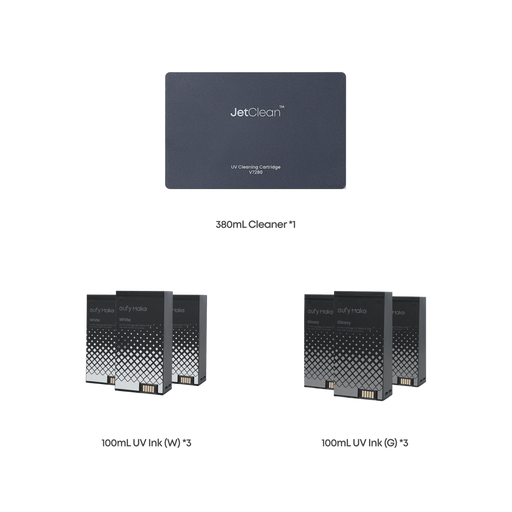 eufyMake White and Glossy Ink & Cleaning Cartridge Kit for UV Printer E1 - McLogan Supply