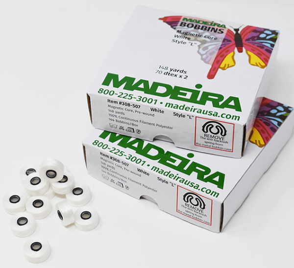 Madeira Mag Core Bobbin L 308 - 507 White - McLogan Supply