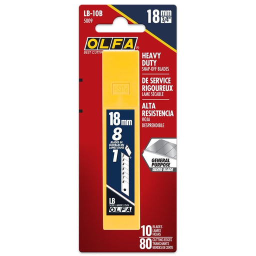 Olfa Pro LB‑10B 18Mm Snap Off Utility Knife Blades (10Pk) - McLogan Supply
