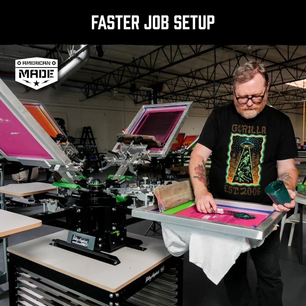 Riley Hopkins 250+ Screen Printing Press with XY Micro Registration - McLogan Supply