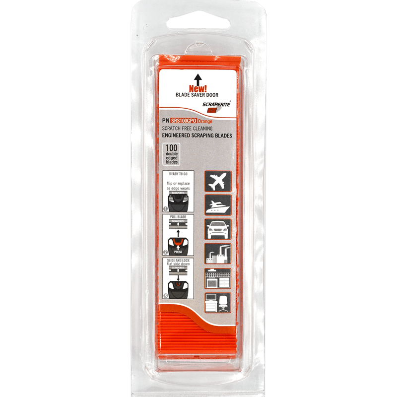 ScrapeRite Plastic Razor Blades Orange 100 Pack - McLogan Supply