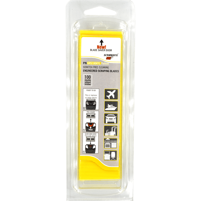 ScrapeRite Plastic Razor Blades Yellow 100 Pack - McLogan Supply