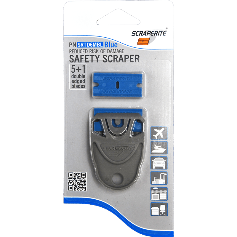 ScrapeRite Tradesman Dwarf Plastic Razor Blade Holder & Blue 6Pk Blades - McLogan Supply
