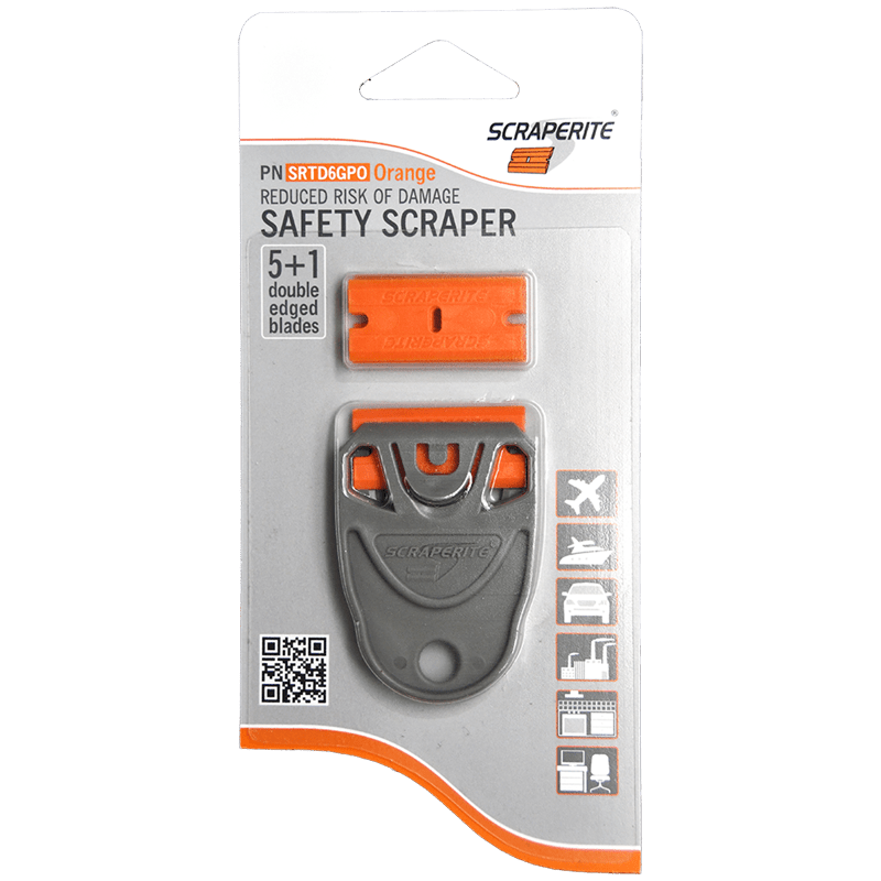 ScrapeRite Tradesman Dwarf Plastic Razor Blade Holder & Orange 6Pk Blades - McLogan Supply