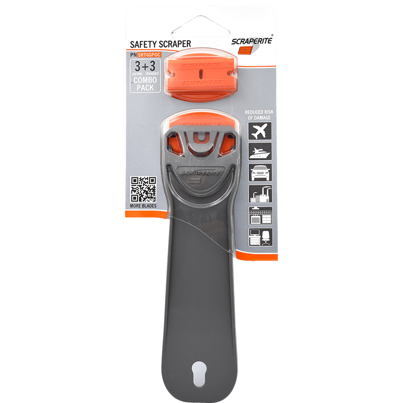 ScrapeRite Tradesman Standard Plastic Razor Blade Holder & Orange 6Pk Blades - McLogan Supply